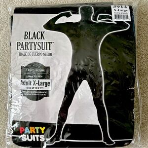 Adult XL Black Partysuit Halloween Costume Bodysuit  - Brand New With Tags!